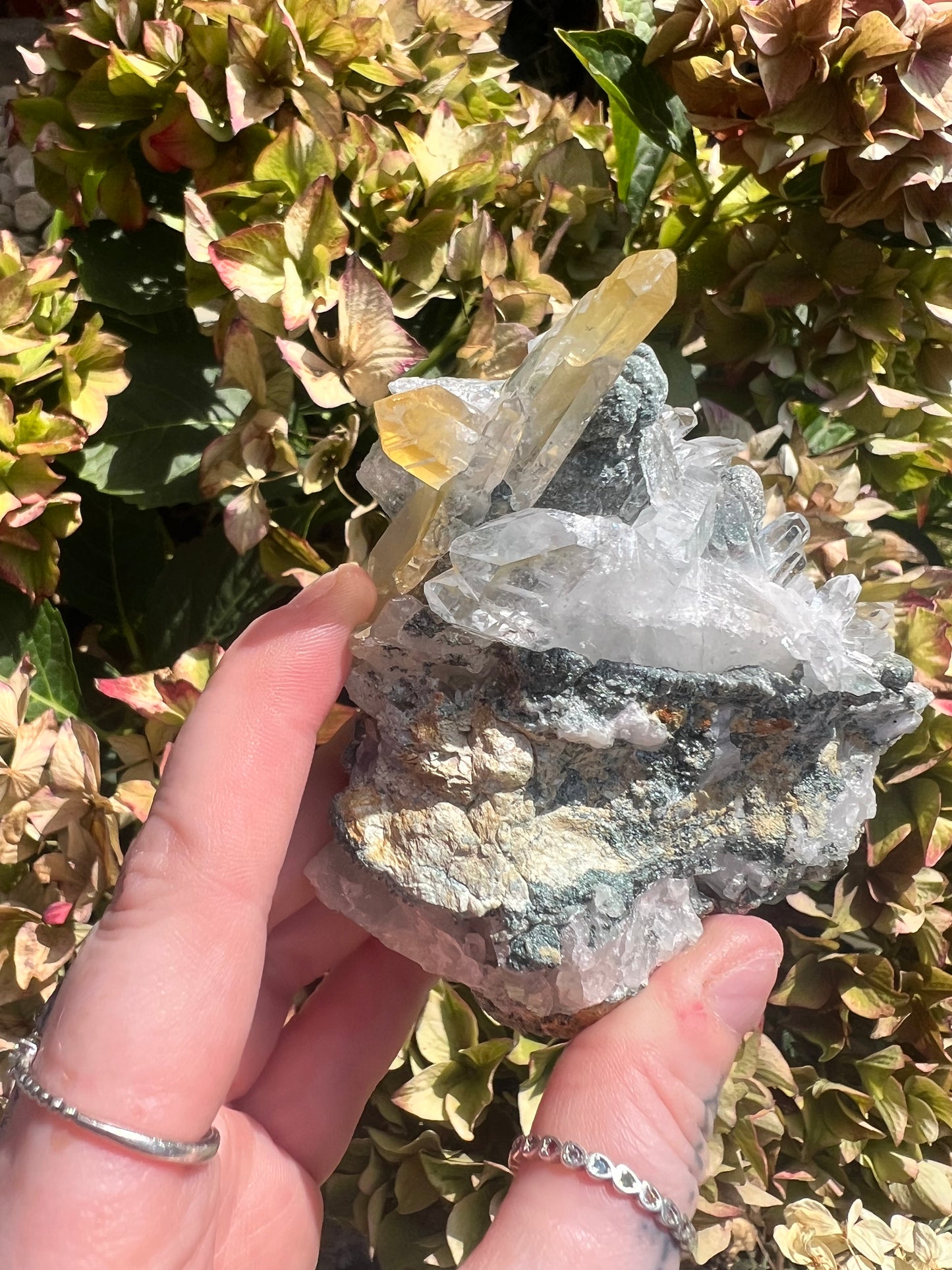 Chlorine quartz with mango quartz